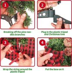 50 LED Pre Lit Artificial Mini Christmas Tree 24in -Holiday Decor Store Prelit Tabletop Christmas Tree with Tree Skirt and Decoration Kits 24in 5 result 600x603 1