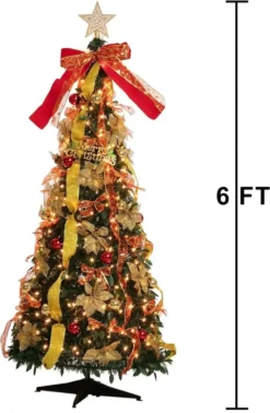 6ft Push Bubble Up Christmas Tree With Lights And Decorations -Holiday Decor Store Pull Up Christmas Tree with Accessories 6ft 4 600x919 1
