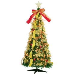 6ft Push Bubble Up Christmas Tree With Lights And Decorations