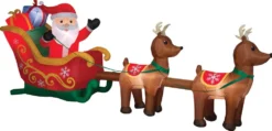 12.5 Ft Santa Claus On Sleigh Airblown Inflatable Christmas Yard Decor