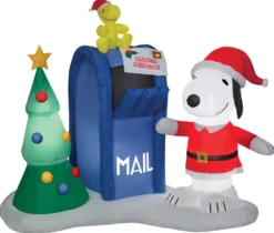 6 Ft Snoopy & Woodstock With Mailbox Airblown Inflatable Peanuts Christmas Yard Decor