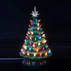 Pre Lit Ceramic Tabletop Christmas Tree 15in -Holiday Decor Store Tabletop Prelit Ceramic Christmas Tree with 70 Multicolor Bulbs 15in 3 result 600x600 1