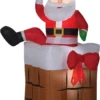 Animated 60" Santa Claus Climbing Chimney Airblown Christmas Yard Decor