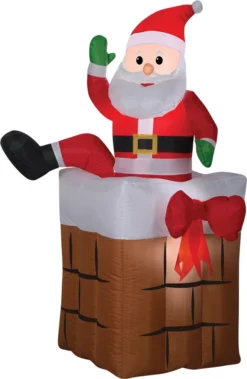 Animated 60" Santa Claus Climbing Chimney Airblown Christmas Yard Decor