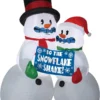 Animated 72" Tall Lighted Shivering Snowman Couple Snow Air Blown Airblown Inflatable Christmas Yard Decor Decoration