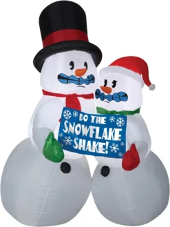 Animated 72" Tall Lighted Shivering Snowman Couple Snow Air Blown Airblown Inflatable Christmas Yard Decor Decoration