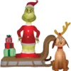72" Tall Lighted Air Blown Airblown-Grinch Max In Sleigh Grinch Inflatable Christmas Dr Seuss Yard Decor Outdoor Decoration