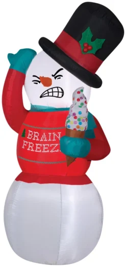 Animated 72" Tall Lighted Shivering Snowman Couple Snow Air Blown Airblown-Shivering Inflatable Christmas Yard Decor Decoration