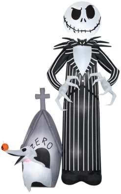 108" Tall Lighted Jack Skellington And Zero Giant Air Blown Airblown Inflatable Nightmare Before Christmas Yard Decor Outdoor Decoration