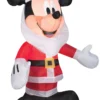 42" Tall Lighted Mickey Mouse W Santa Beard Disney Air Blown Airblown Inflatable Christmas Yard Decor Decoration