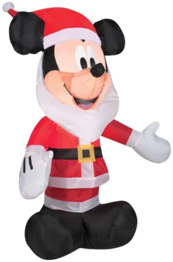 42" Tall Lighted Mickey Mouse W Santa Beard Disney Air Blown Airblown Inflatable Christmas Yard Decor Decoration