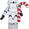 42" Tall Lighted Star Wars Stormtrooper W Candy Cane C Air Blown Airblown Inflatable Christmas Yard Decor Outdoor Decoration