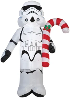 42" Tall Lighted Star Wars Stormtrooper W Candy Cane C Air Blown Airblown Inflatable Christmas Yard Decor Outdoor Decoration