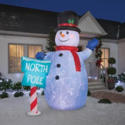 10' Tall Kaleidoscope Lighted Giant Snowman Air Blown Airblown Inflatable Christmas Yard Decor Decoration