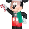 42" Mickey Mouse Santa Candy Cane Airblown Inflatable Christmas Yard Decor
