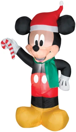 42" Mickey Mouse Santa Candy Cane Airblown Inflatable Christmas Yard Decor