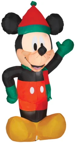 6' Tall Lighted Mickey Mouse Holiday Santa Air Blown Airblown Inflatable Christmas Yard Decor Outdoor Decoration