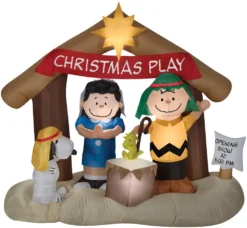 69" Airblown Peanuts Nativity Charlie Brown Inflatable Christmas Yard Decor