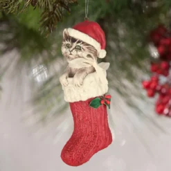 Bethany Lowe Santa Claws Ornament A Child's Christmas Cat In Stocking Decoration